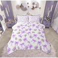 thumbnail image 1 of Manfei Dreamy Purple Ribbon Bedding Comforter Set, Vintage Rose Flower Floral Twin Comforter Sets, Teens Boys Girls Kids Reversible Bedding Set, Ultra Soft Home Decor, 2-Piece, 1 of 8