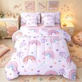 thumbnail image 1 of Manfei Dreamy Rainbow Full Size Bedding Sets, Star Cloud Moon Full Size Bed in a Bag, Lavender, Pink Reversible, 7-Piece, 1 of 6