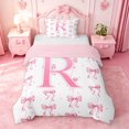 thumbnail image 1 of Manfei Dreamy Ribbon Bowknot Twin Bedding For Girl,Pink Letter R Initial Lettering Duvet Cover Set,Pink Reversible,2 Pieces(No Comforter), 1 of 6