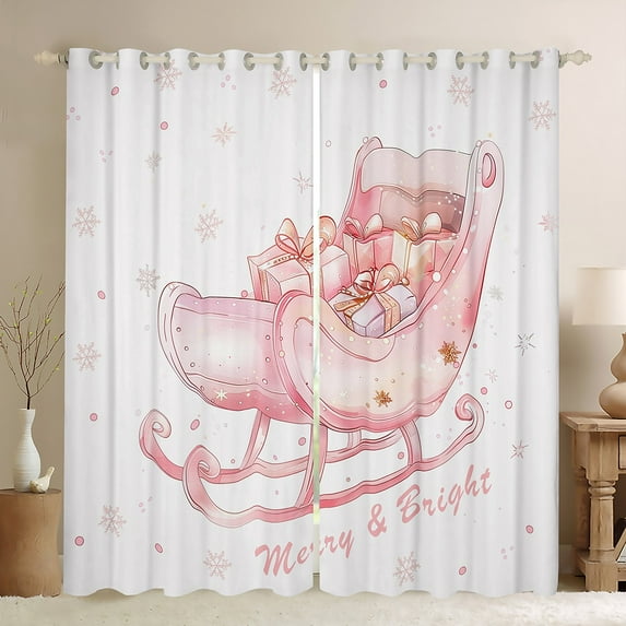 Manfei Dreamy Santa Claus Black Out Curtains for Child, Magic Princess Carriage Curtains Pack of 2 (42x63 Each), Merry Christmas Bedroom Curtains, Living Room Curtains Decor