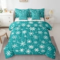 thumbnail image 1 of Manfei Dreamy Snowflake Chils Bedding Comforter Set 7pcs, Merry Christmas Queen Bedding Sets, Kawaii Princess Style Reversible Queen Sheet Sets, Super Cozy Room Decor, 1 of 7