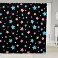 thumbnail image 1 of Manfei Dreamy Stars Polka Dot Shower Curtain 72Wx72L,Kawaii Cartoon Theme Bathroom Curtain,Black, 1 of 5