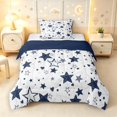 thumbnail image 1 of Manfei Dreamy Stars Printed Twin Comforter Sets,Cute Cartoon Heart Bedding Set,White Navy,Navy Blue Reversible,2 Pieces,1 Comforter and 1 Pillowcase, 1 of 7