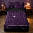 thumbnail image 1 of Manfei Dreamy Stars Zipper Twin Comforter Sets with Fitted Sheet and 2 Pillowcases,Sprinkle Print Zipper Bedding Set,Purple White,Black Reversible,4pcs, 1 of 8