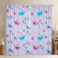 thumbnail image 1 of Manfei Dreamy Thistle Butterfly Black Out Curtains, Kawaii Blossoms Flower Curtains Pack of 2 (42x63 Each), Teens Girls Kids Female Bedroom Curtains, Window Curtains Decor, 1 of 6