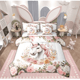 thumbnail image 1 of Manfei Dreamy Unicorn Animal Bedding Comforter Set 7pcs, Romantic Pink Rose Floral Queen Bedding Sets, Fairy Tale Animal Queen Sheet Sets, Lightweight Room Decor, 1 of 7