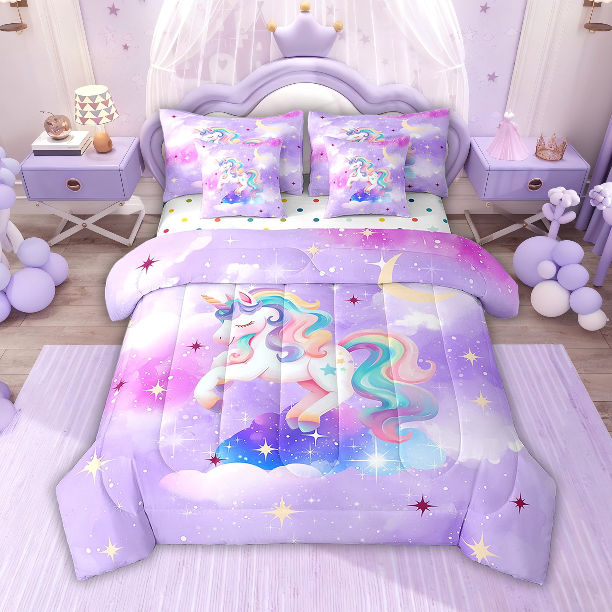 Manfei Dreamy Unicorn Bedding Sets Full Size, Fairy Tale Bed in a Bag ...