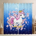 thumbnail image 1 of Manfei Dreamy Unicorn Child Black Out Curtains, Pink Cherry Blossoms Flower Curtains Pack of 2 (42x63 Each), Blue Glitter Stars Print Bedroom Curtains, Curtains Blackout Bedroom Decor, 1 of 6