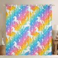 thumbnail image 1 of Manfei Dreamy Unicorn Kitchen Curtains, Glitter Galaxy Rainbow Black Out Curtains Pack of 2 (42x63 Each), Blue Pink, 1 of 6