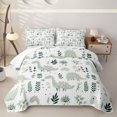 thumbnail image 1 of Manfei Dreamy Watercolor Dino Animals Twin Quilt Set,Cute Floral Twin Coverlet Set,White Gray,2 Pieces,1 Bedspread and 1 Pillowcase, 1 of 7