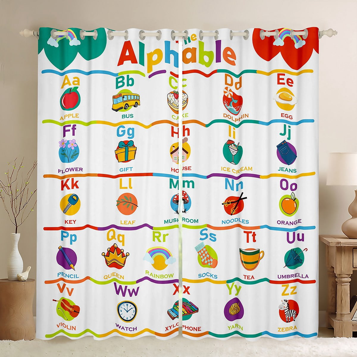 Manfei Educational Learning Blackout Curtains Set of 2 (52x84 Each),26 ...