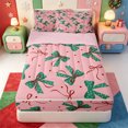 thumbnail image 1 of Manfei Elegant Christmas Tree Zipper Queen Comforter Set with Fitted Sheet and 2 Pillowcases,Merry Xmas Zipper Bedding Set,Pink Reversible,4pcs, 1 of 7