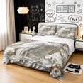 thumbnail image 1 of Manfei Emboss Owl Print King Sheets, White Floral Groovy Bedding, Off White, 4-Piece, 1 Flat Sheet, 1 Fitted Sheet and 2 Pillowcases, 1 of 6