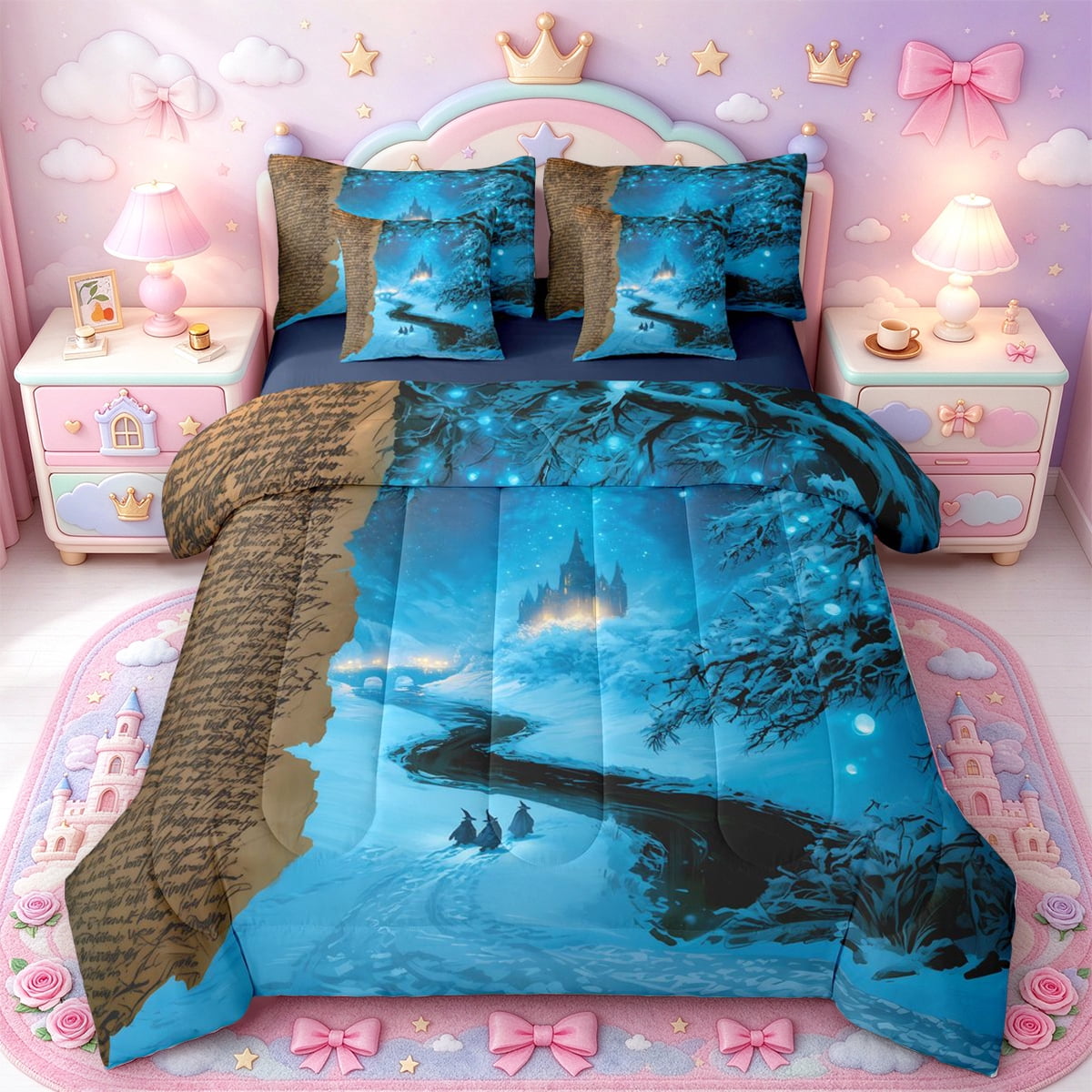 Manfei Enchanting Castle 7-Piece Twin Bedding,Whimsical Wizard Bedding ...