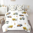thumbnail image 1 of Manfei Equipment Truck Twin Bedding Sets 7-Piece,Kids Bulldozer Bedding Comforter Set,Yellow White Sheet Sets For Boys Teens,Breathable Home Decor Reversible, 1 of 8