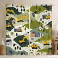 thumbnail image 1 of Manfei Excavator Bulldozer Blackout Curtains Set of 2 (52x84 Each),Construction Vehicles Window Curtains,Green Yellow Curtains and Drapes For Boys Kids,Super Cozy Room Decor, 1 of 6