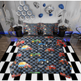 thumbnail image 1 of Manfei Excavator Truck Bedding Comforter Set 7 Pieces for Kids, Cartoon Cute Vehicle Full Bedding Set, Stars Checkered Flag Reversible Fitted Sheet Flat Sheet, Microfiber Bedroom Decor, 1 of 7
