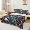 thumbnail image 1 of Manfei Excavator Truck Twin Sheet Sets for Kids, Cartoon Cute Vehicle Twin Fitted Sheet, Stars Checkered Flag Flat Sheet, Microfiber Bedroom Decor, 3pcs, 1 of 7