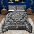 thumbnail image 1 of Manfei Exotic Style Flowers Queen Comforter Set,Rustic Damask Print Bedding Sets,Gray Black Jacquard Bedding Comforter Set For Kids,Ultra Soft Home Decor Reversible,3 Pieces, 1 of 8