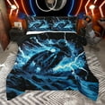 thumbnail image 1 of Manfei Extreme Sports Motorcycle Queen Comforter Set,Abstract Lightning Bedding Sets,Blue Black Bedding Comforter Set For Boys Kids,Breathable Bedroom Decorative Reversible,3 Pieces, 1 of 9