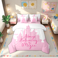 thumbnail image 1 of Manfei Fairy Tale Castle 7-Piece Twin Bedding Sets,Always Believe In Magic Bedding Comforter Set,Pink White Sheet Sets For Girls,Ultra Soft Home Decor Reversible, 1 of 8