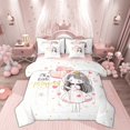 thumbnail image 1 of Manfei Fairy Tale Princess Bedding Comforter Set 7-Piece for Teen, Romantic Love Heart King Bedding Sets, Stars Cloud Print Reversible Bed Sheets, Microfiber Bedroom Decor, 1 of 7
