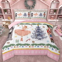 Manfei Fairy Tale Princess Bedding Comforter Set, Kawaii Cartoon Nutcracker Twin Comforter Sets, Merry Christmas Reversible Bedding Set, Lightweight Room Decor, 2-Piece
