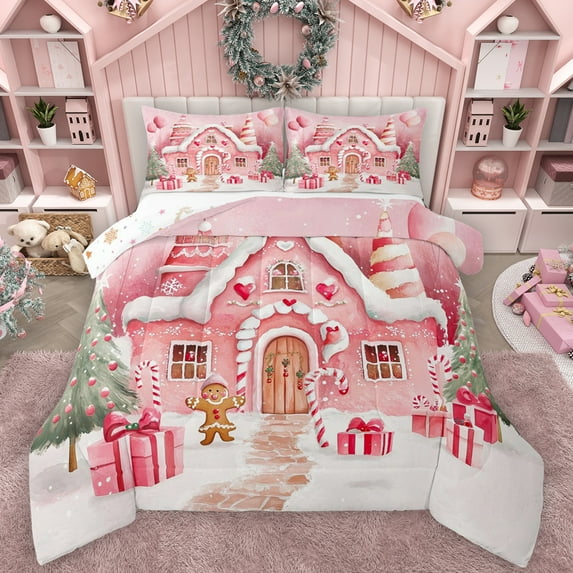 Manfei Fairy Tale Theme Bedding Comforter Set,Merry Christmas Twin Comforter Sets,Happy New Year Bedding Set For Kids,Luxury Bedroom Decor Reversible,2 Pieces