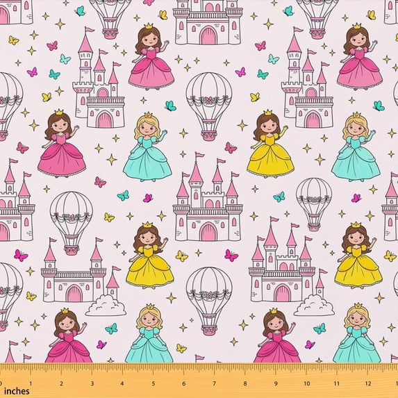 Manfei Fairytale Fabric by the Yard 3 Yards, Royal Room Decor Fabric by the Yard, White
