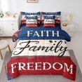 thumbnail image 1 of Manfei Faith Family Freedom Print 7-Piece Twin Bedding,Rustic Farmhouse Cabin Bedding Comforter Set,Red Blue White,Navy Blue Reversible, 1 of 7