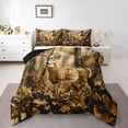 thumbnail image 1 of Manfei Fall Leaves Print Queen Comforter Set,Rustic Deer Comforter Sets Queen,Brown,Black Reversible,3pcs,1 Comforter and 2 Pillowcases, 1 of 7