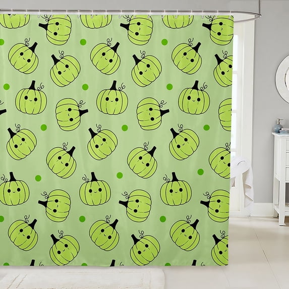 Manfei Fall Pumpkin Halloween Themed Shower Curtain 72Wx78L,Thanksgiving Pumpkin Print Bath Curtain