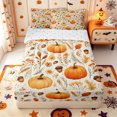 thumbnail image 1 of Manfei Fall Pumpkin Print Zipper Twin Comforter Sets with Fitted Sheet and 2 Pillowcases,Thanksgiving Pattern Zipper Bedding Set,Reversible,4pcs, 1 of 7