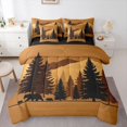 thumbnail image 1 of Manfei Family Bear 7-Piece King Bedding,Mountain Woodland King Bed in a Bag,Brown,Black Reversible, 1 of 7