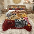 thumbnail image 1 of Manfei Family Theater Queen Comforter Set, Enjoy the Show Bedding Sets, Vintage Film Theme Reversible Bedding Comforter Set, Microfiber Bedroom Decor, 3 Pieces, 1 of 9