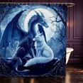 thumbnail image 1 of Manfei Fantasy Blue Dragon Animals Shower Curtain 72Wx72L,Tree Flower Moon Bathroom Curtain,Navy, 1 of 5