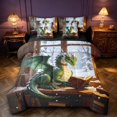 thumbnail image 1 of Manfei Fantasy Dragon Animals 7-Piece King Bedding,Gothic Snow Book King Bed in a Bag,Orange Blue,Black Reversible, 1 of 6