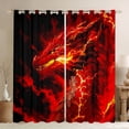 thumbnail image 1 of Manfei Fantasy Dragon Animals Kitchen Curtains,Gothic Wildlife Black Out Curtains Pack of 2 (42x63 Each),Red, 1 of 6