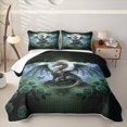thumbnail image 1 of Manfei Fantasy Dragon Animals Quilt King,Gothic Rose Cloud Stars King Coverlet Set,Green Blue,3-Piece,1 Bedspread and 2 Pillowcases, 1 of 7