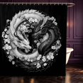 thumbnail image 1 of Manfei Fantasy Dragon Animals Shower Curtain 72Wx72L,Gothic Flower Bathroom Curtain,Black Gray, 1 of 5