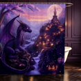 thumbnail image 1 of Manfei Fantasy Dragon Animals Shower Curtain 72Wx84L,Gothic Castle Bathroom Shower Curtain,Purple Yellow, 1 of 5