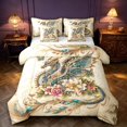 thumbnail image 1 of Manfei Fantasy Pterosaur Animals 7-Piece Twin Bedding,Gothic Floral Butterfly Bedding Comforter Set,Cream,Reversible, 1 of 6