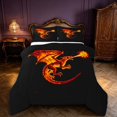 thumbnail image 1 of Manfei Fantasy Red Dragon Animals Queen Comforter Set,Gothic Wildlife Comforter Sets Queen,Black Orange,Black Reversible,3 Pieces,1 Comforter and 2 Pillowcases, 1 of 7