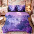 thumbnail image 1 of Manfei Fantasy Temple Bedding Comforter Set for Girls, Purple Moon Cherry King Bedding Sets, Purple Black Pink, Black Reversible 7pcs, 1 of 6