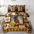 thumbnail image 1 of Manfei Farm Animal Horse 7 Pieces Bedding Comforter Set,Rustic Flower Sunflower Full Bedding Set,Country Farmhouse Lodge Fitted Sheet Flat Sheet For Boys,Super Cozy Room Decor Reversible, 1 of 8