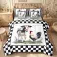 thumbnail image 1 of Manfei Farm Cow Rooster 7-Piece Twin Bedding,Minimalist Checkered Bedding Comforter Set,White Black Red, 1 of 6