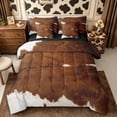 thumbnail image 1 of Manfei Farm Cow Spot Queen Bedding 7pcs,Rustic Farm Animal Bedding Comforter Set Queen,Brown Off White, 1 of 6