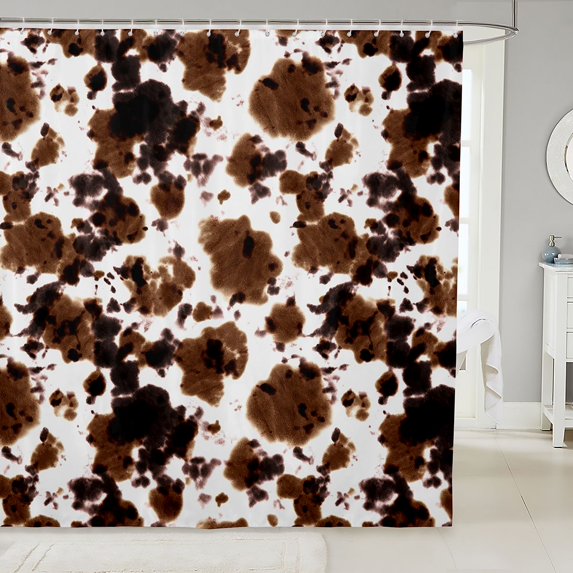 Manfei Farm Cow Spot Shower Curtain 72Wx72L,Rustic Farm Animal Bathroom Curtain,Brown Beige