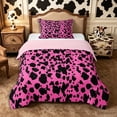 thumbnail image 1 of Manfei Farm Cow Spot Twin Comforter Sets 2pcs,Rustic Farm Animal Bedding Set,Pink Black,1 Comforter and 1 Pillowcase,Reversible, 1 of 6