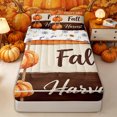 thumbnail image 1 of Manfei Farm Fall Pumpkin Zipper Full Size Comforter Sets with Fitted Sheet and 2 Pillowcases for Kids Teens, Brown Wood Harvest Zipper Bedding Set, Halloween Reversible, 4-Piece, 1 of 6